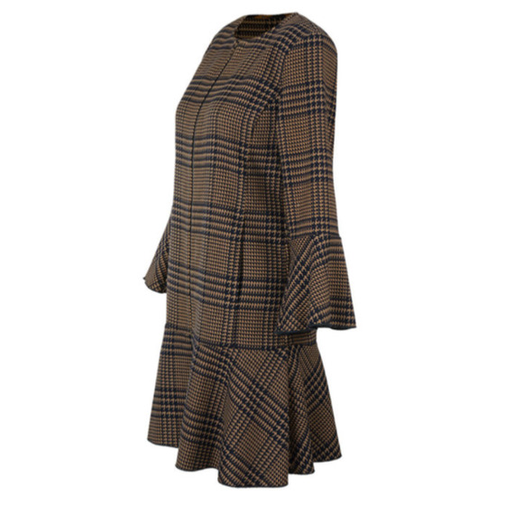 CABI Flounce Jacket Tartan Plaid Bell Sleeve Dual Zip - Picture 2 of 8